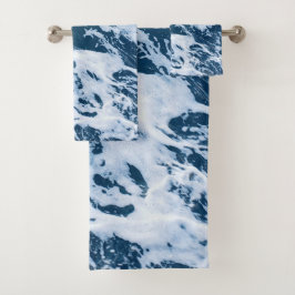 Conjunto De Toalhas Moody Blue Ocean Waves