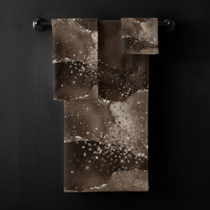 Conjunto De Toalhas Moody Bronze Agate Ouro Sepia Taupe Brown
