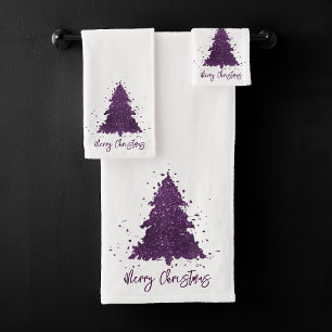 Conjunto De Toalhas Moody Felry Christmas Árvore púrpura de ameixa p