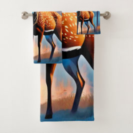 Conjunto De Toalhas Moonlit Deer Stance