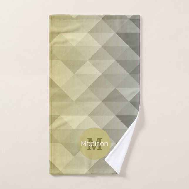 Conjunto De Toalhas Moonograma de Ombre Legal da Cinza amarela (Toalha de mão)