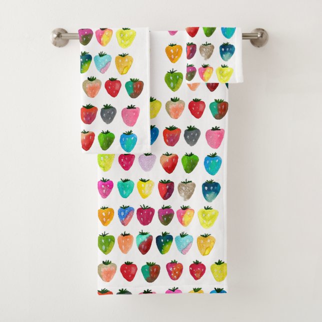 Conjunto De Toalhas Morango doce doce fruta doce aquarela (Insitu)