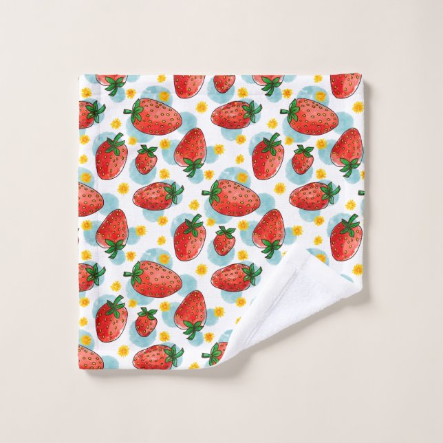 Conjunto De Toalhas Morangos e margaridas (Pano de lavar)