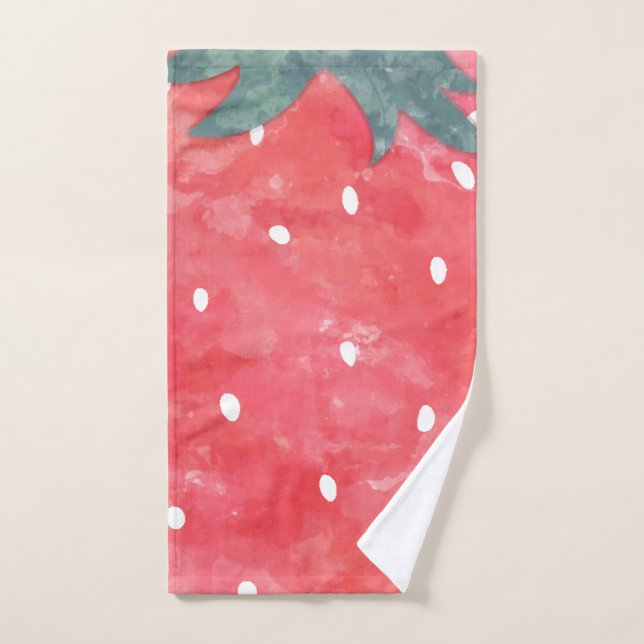 Conjunto De Toalhas Morangueiro Aquarela Fofa   (Toalha de mão)