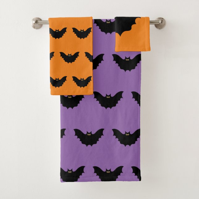 Conjunto De Toalhas Morcego Preto de Halloween (Insitu)