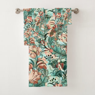 Conjunto De Toalhas Morris Inspirou Tulipas,Peonias,Acanthus Green