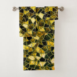 Conjunto De Toalhas Mosaico amarelo-ocre escuro, com manchas chuvosas
