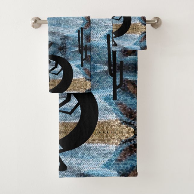Conjunto De Toalhas Mosaico Azul do Deserto de Kokopelli 2 (Insitu)