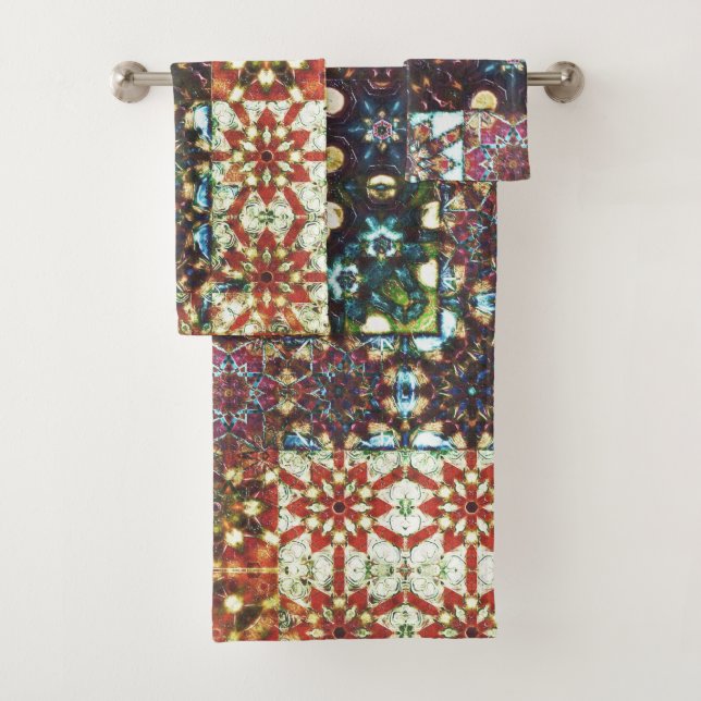 Conjunto De Toalhas Mosaico caleidoscópio opaco, de cor variável (Insitu)