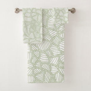 Conjunto De Toalhas Mosaico Folha Aleatória Verde Pálido