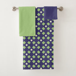 Conjunto De Toalhas Mosaico marinho Azul e Verde