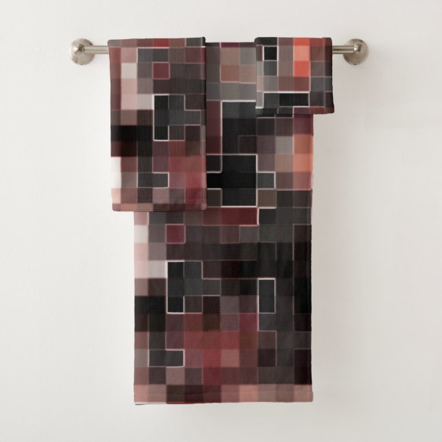 Conjunto De Toalhas Mosaico quadrado estilo azulejo virtual em bege a  (Insitu)