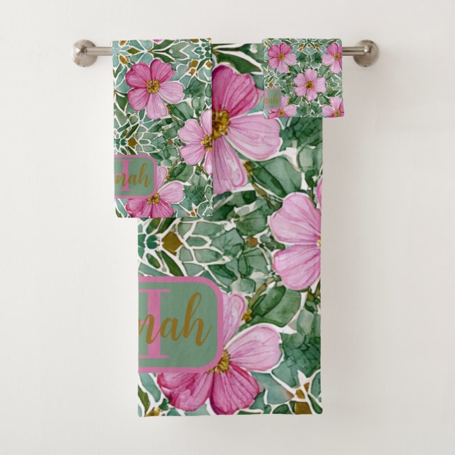 Conjunto De Toalhas Mosaico Rosa Jardim (Insitu)