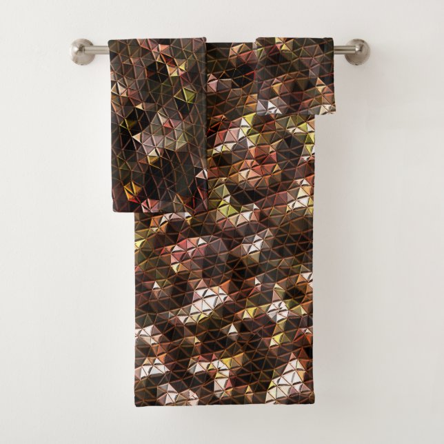 Conjunto De Toalhas Mosaico triangular castanho com alivio leve (Insitu)