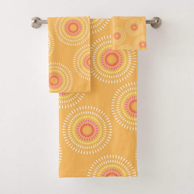 Conjunto De Toalhas Mostarda Japonesa Fireworks (Insitu)