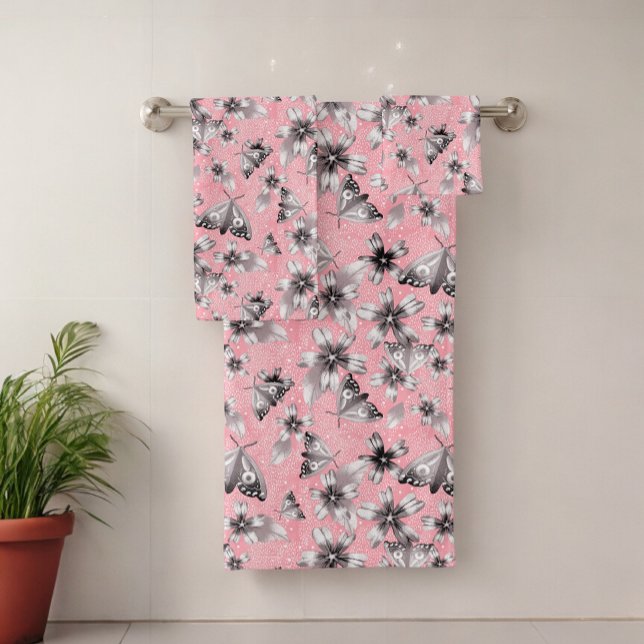 Conjunto De Toalhas Moth Meadow Rosa (Criador carregado)