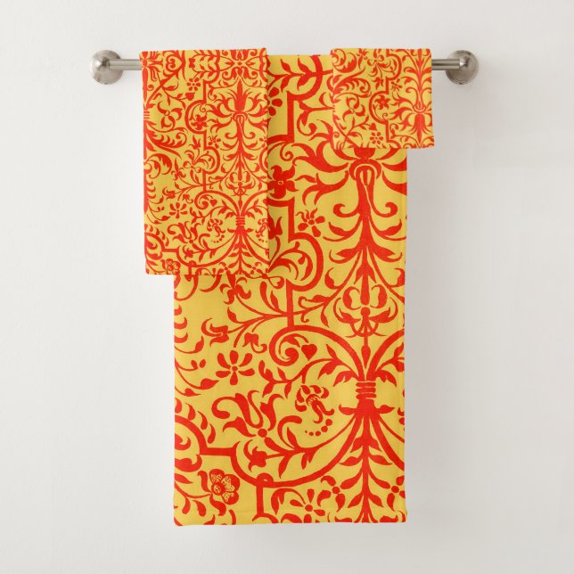 Conjunto De Toalhas Motif vitoriano em laranja (Insitu)