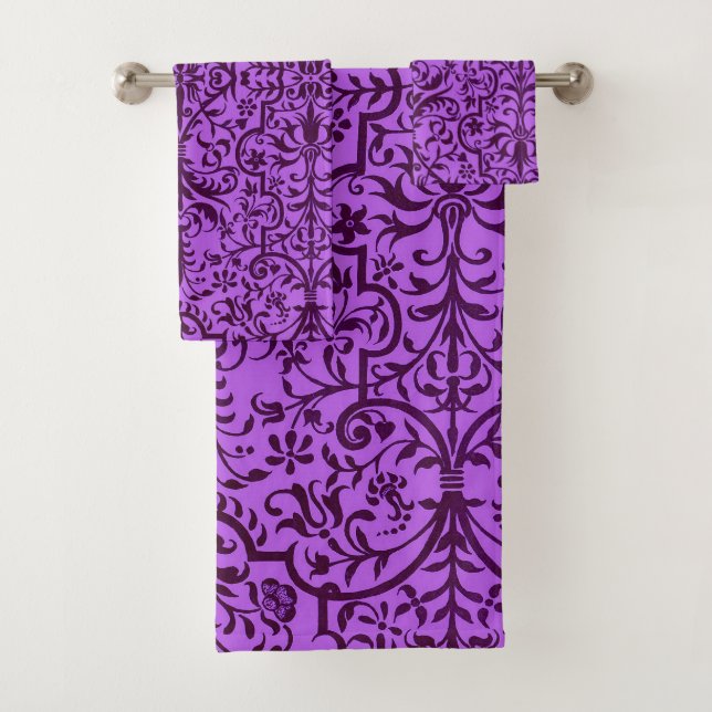 Conjunto De Toalhas Motif vitoriano em roxo (Insitu)