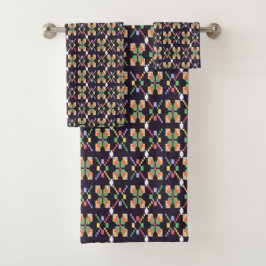Conjunto De Toalhas Motivo de Bordado de Pixel Songket Tradicional de 
