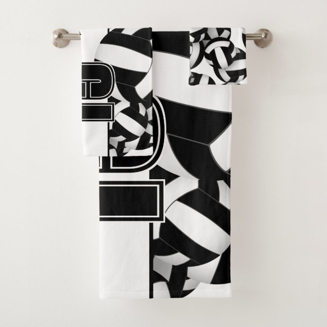 Conjunto De Toalhas Muitas volebolas de atleta chamam branco preto (Insitu)