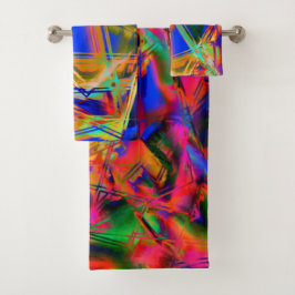 Conjunto De Toalhas Muitos quadrados tortos com 'pinceladas' coloridas