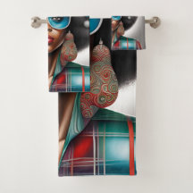 Mulher afro, elegante e bizarra disposição de féri