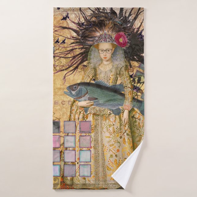 Conjunto De Toalhas Mulher Peixes Vintage Gótico Clássico (Toalha de Banho)