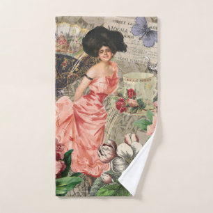 Conjunto De Toalhas Mulher Victoriana Café Clássica Rosa