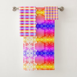 Conjunto De Toalhas Multicolores geométricos de Fundo Elegante Abstrat