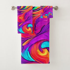 Conjunto De Toalhas Mundo Colorido: Padrões Fluidos