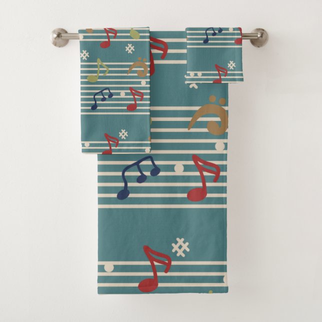 Conjunto De Toalhas Music Clef Notes Musical Sound Treble Patterno (Insitu)