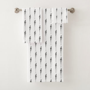 Conjunto De Toalhas Música Motif Derretendo Treble Clef Preto e Branco