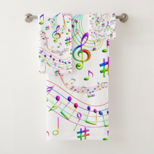 Conjunto De Toalhas Música, Notas Musicais, Coloridas