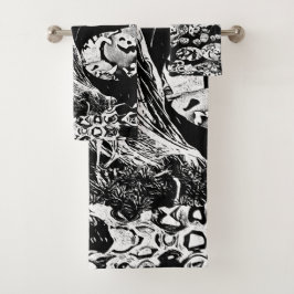 Conjunto De Toalhas My Super Halloween black and white