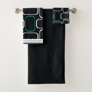 Conjunto De Toalhas Mydeas   Retângulos de Cano Preto e Escuro Branco