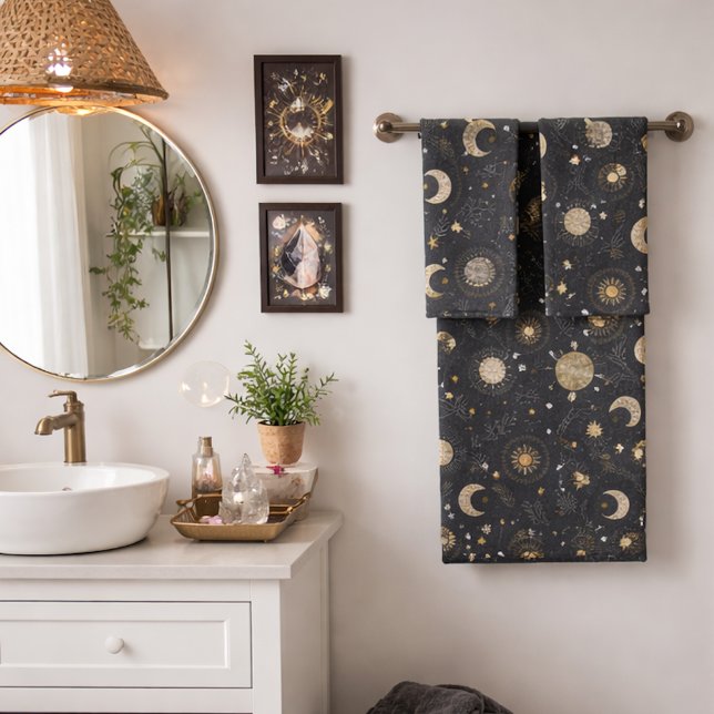 Conjunto De Toalhas Mystical Celestial Moon Pattern (Criador carregado)