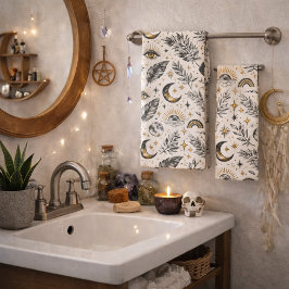 Conjunto De Toalhas Mystical Celestial Moon Stars Pattern