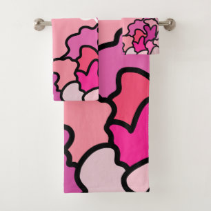 Conjunto De Toalhas Na Arte Geométrica Do Meio século Rosa