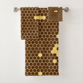 Conjunto De Toalhas Na moda Brown Dourado Honeycomb