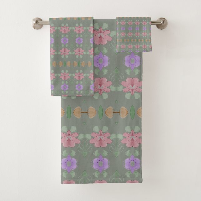 Conjunto de toalhas na moda com Cinza verde (Insitu)