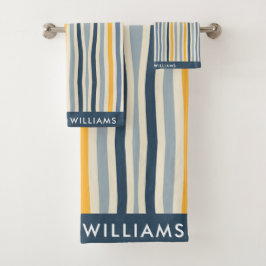 Conjunto De Toalhas Na moda de Elegante de Linhas Coloridas Monograma