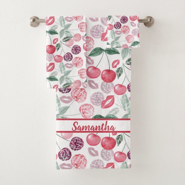Conjunto De Toalhas Na moda de fruta de cereja vermelha (Insitu)
