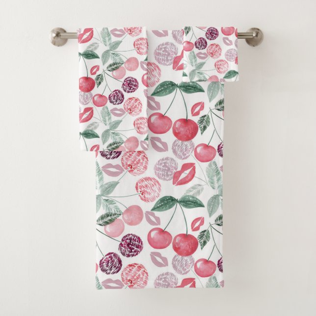 Conjunto De Toalhas Na moda de fruta de cereja vermelha (Insitu)