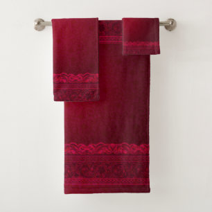 Conjunto De Toalhas Na moda de Fundo Vermelho Elegante e rico