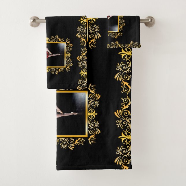 Conjunto De Toalhas  Na moda Elegante Dourado balé embelezado (Insitu)