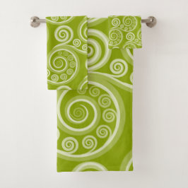 Conjunto De Toalhas Na moda Green Koru Fern Frond Swirls Towls Set