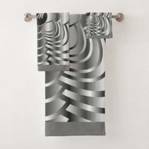 Conjunto De Toalhas Na moda Monogramas de torre geométrica de Cinza