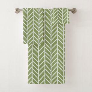 Conjunto De Toalhas Na moda Sage Green Boho Herringbone