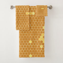Conjunto De Toalhas Na moda Tan Dourado Honeycomb