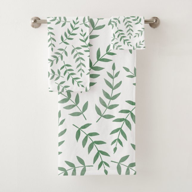 Conjunto De Toalhas Na moda Tropical Green Leaves em branco (Insitu)